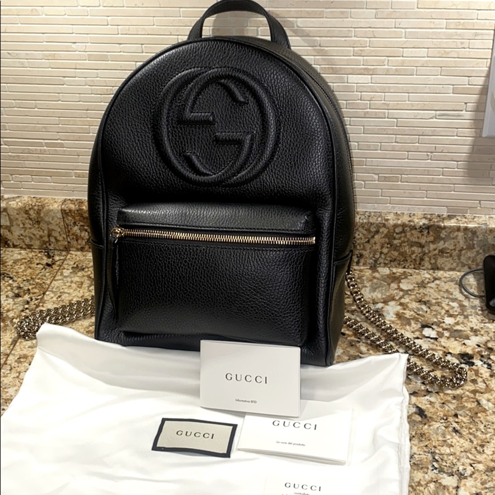 🙌🏻🖤Gucci soho black chain backpack 🎀